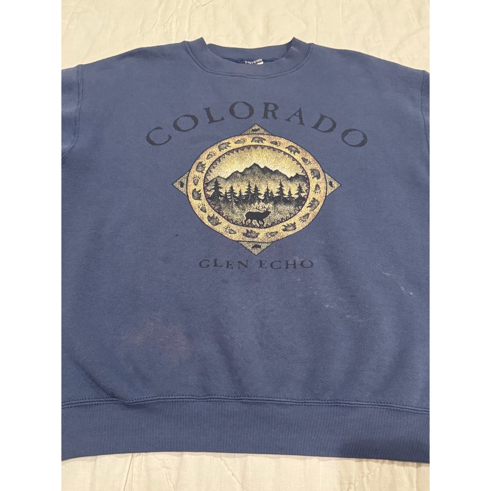 Fruit of the Loom Colorado Glen Echo Graphic Sweatshirt Blue Mens Medium - Picture 2 of 7
